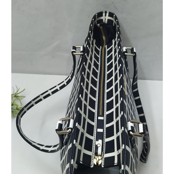 Kate Spade Dally Laurel Way Black White Double Handle Zipper Tote Bag - Picture 9 of 16